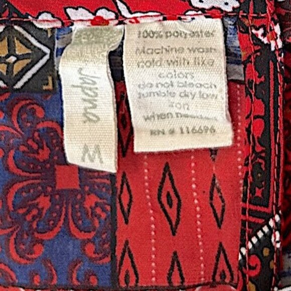Japna open back red patchwork print blouse - Picture 4 of 11